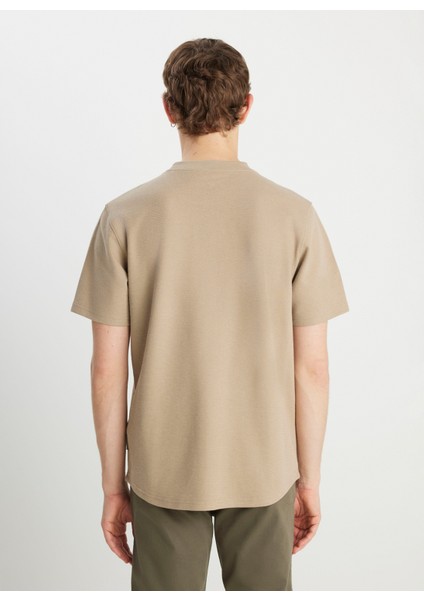Bisiklet Yaka Bej Erkek T-Shirt W2510718614 Bej T-Shirt