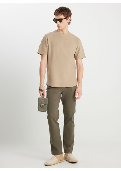 Bisiklet Yaka Bej Erkek T-Shirt W2510718614 Bej T-Shirt