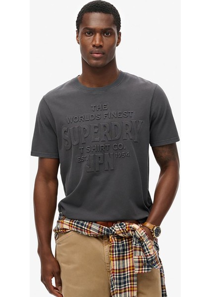 Bisiklet Yaka Gri Erkek T-Shirt M1012218A-04A_WORKWEAR Embossed Rel fiyatları