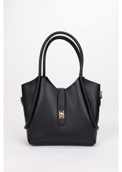 Siyah Kilit Detaylı Makyaj Çantalı Uzun Askılı Kadın El Omuz Ve Çapraz Çanta indirimleri