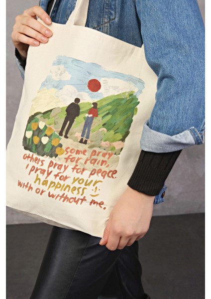 Kanvas I Pray For Your Bez Çanta C0540 fiyatları