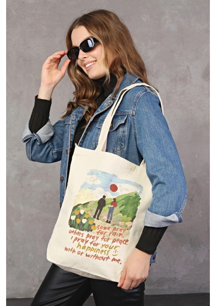 Kanvas I Pray For Your Bez Çanta C0540 modelleri