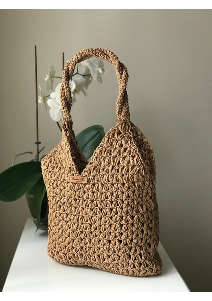 Hasır Orta Boy Şık Ve Kullanışlı Çanta El Örgüsü modelleri