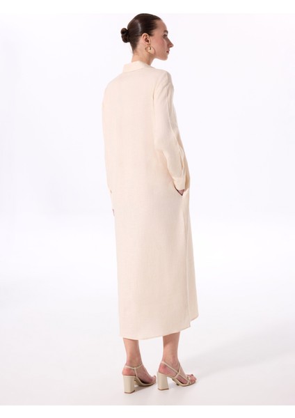 Bej Kadın Gömlek Yaka Rahat Kalıp Elbise FC5SL-ELB0266 indirimleri