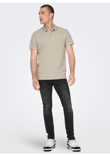 Düz Açık Kahve Erkek Polo T-Shirt Onsfletcher Lıfe Slım Ss Polo Noos