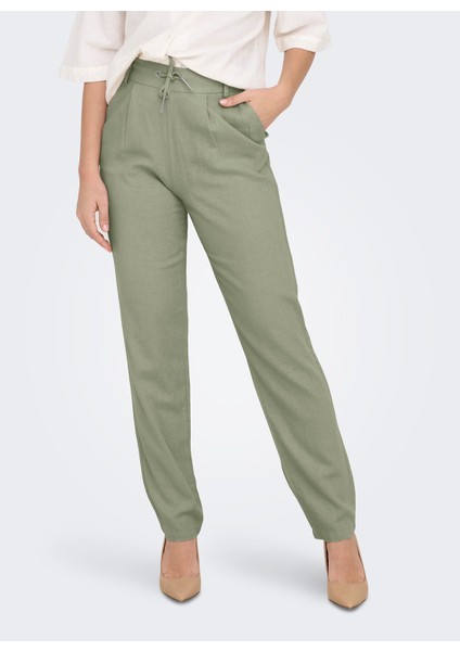 Orta Bel Normal Yeşil Kadın Pantolon Onlcaro-Poptrash Easy Lınen Bl cc P
