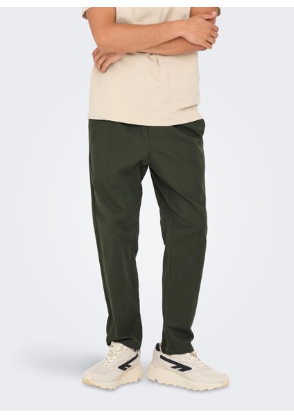 Normal Bel Normal Koyu Yeşil Erkek Chino Pantolon Onslınus Crop 0007 Cot Lın Pnt Noos fiyatları