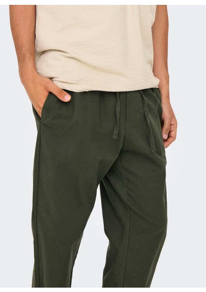 Normal Bel Normal Koyu Yeşil Erkek Chino Pantolon Onslınus Crop 0007 Cot Lın Pnt Noos modelleri