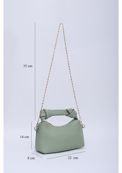 Mint Yeşil Shk24 Soft Deri Düğüm Detaylı Zincir Askılı El Ve Omuz Çantası U:14 E:22 G:8 Cm fiyatları