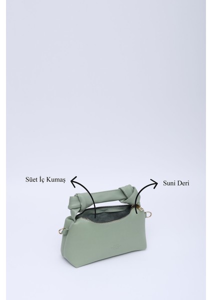 Mint Yeşil Shk24 Soft Deri Düğüm Detaylı Zincir Askılı El Ve Omuz Çantası U:14 E:22 G:8 Cm indirimleri