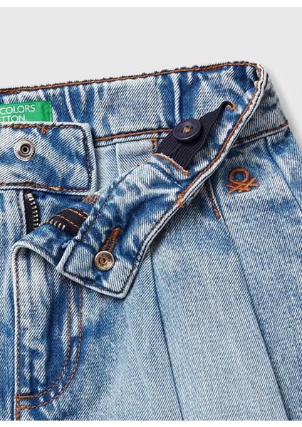 Normal Bel Regular Fit Açık Indigo Baskılı Midi Kız Çocuk Etek 4VJEC002F fiyatları