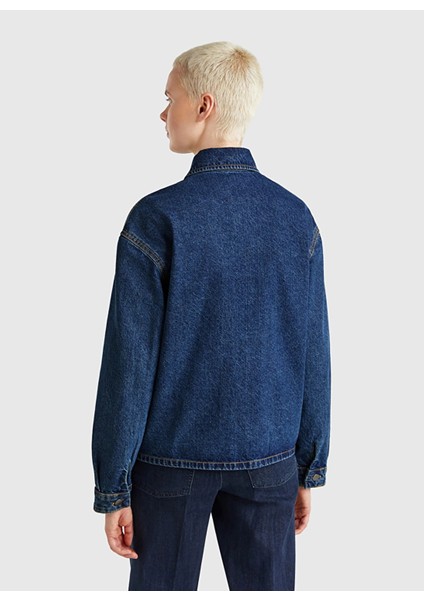 Oversized Koyu Mavi Kadın Ceket 296XDN07R modelleri