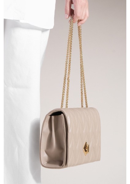 Std Kadın Altın Renkli Zincirli Omuz Çantası Delbin Vizon Klasik fiyatları