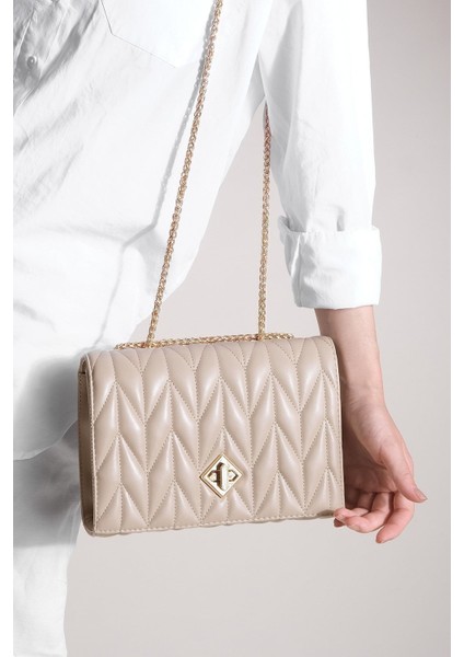 Std Kadın Altın Renkli Zincirli Omuz Çantası Delbin Vizon Klasik fırsatları