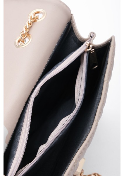 Std Kadın Altın Renkli Zincirli Omuz Çantası Delbin Vizon Klasik indirimleri