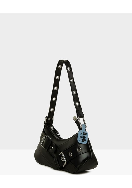 Siyah Kadın Kemer Aksesuarlı Askı Detaylı Baget Çanta M000008449 fiyatları