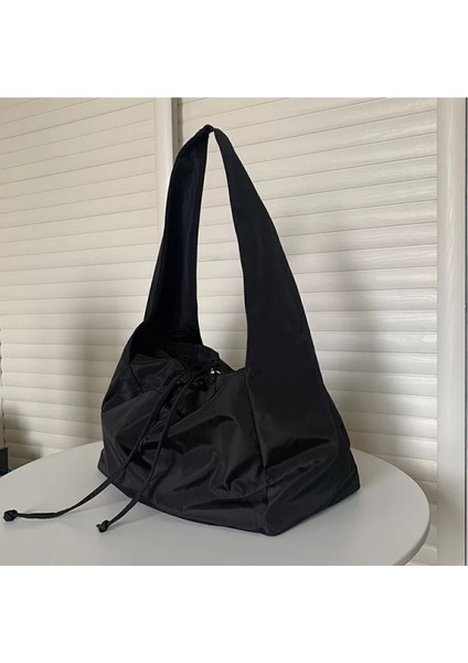 Su Geçirmez Tote Bag / Çapraz Kullanıma Uygun Siyah Kadın Omuz Çantası (50*30)