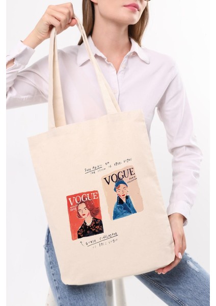 Kanvas Vogue Baskılı Bez Çanta modelleri