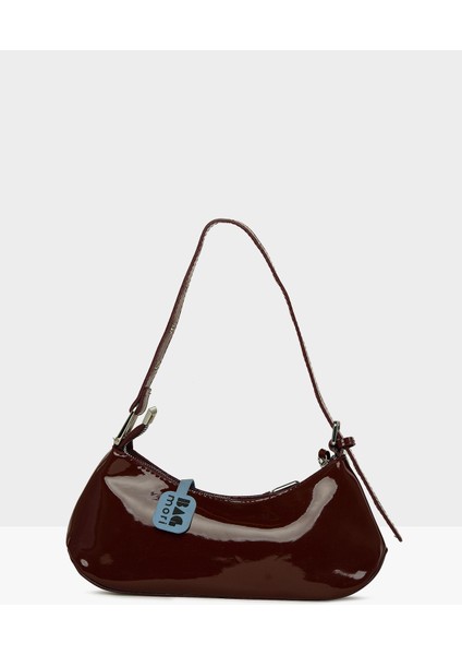 Bordo Kadın Kemer Aksesuarlı Askı Detaylı Rugan Baget Çanta M000008443 modelleri