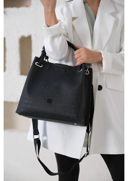 Kadın Siyah Örgülü 4 Bölmeli Omuz Çantası Ve El Çantası fırsatları