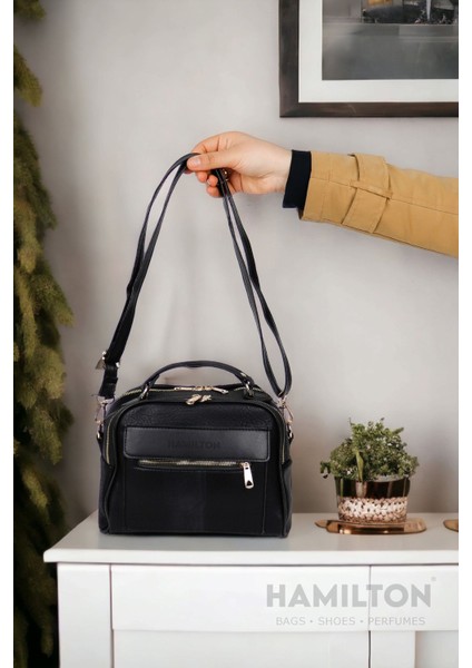 Orijinal Kadın Çapraz Ve Elde Ayarlanabilir Askılı Deri Dokulu Üç Gözlü Büyük Şık Omuz Ve El Çanta modelleri