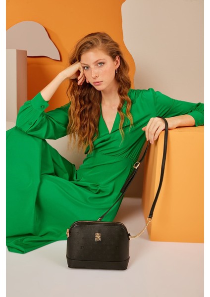 Siyah Print Kadın Omuz Çantası 05PO22Y1529