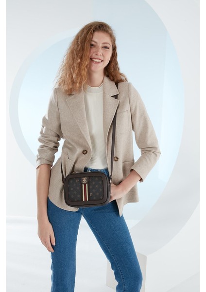Kahve Monogram Kadın Omuz Çantası 05PO23Y1721