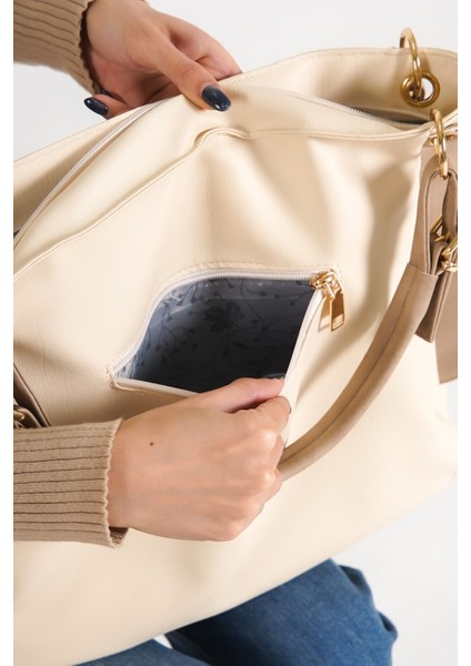 Kadın Krem Yumuşak Deri Omuz Çantası modelleri
