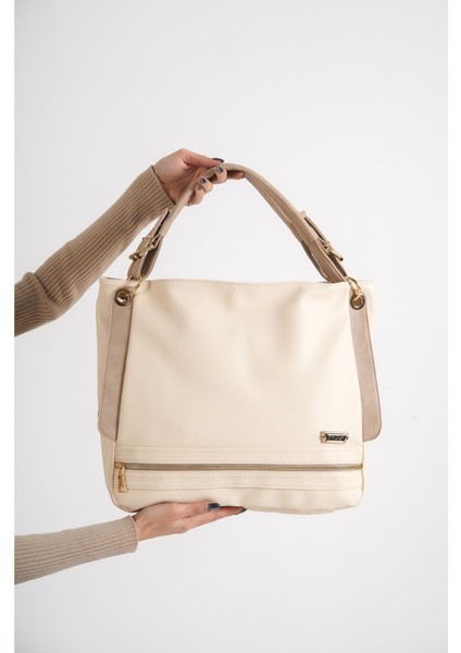 Kadın Krem Yumuşak Deri Omuz Çantası fırsatları