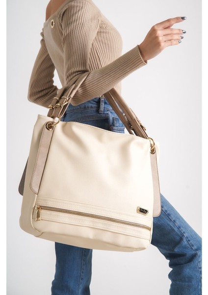 Kadın Krem Yumuşak Deri Omuz Çantası indirimleri