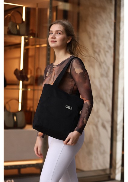 Via4 Siyah Fermuarlı Kol Ve Omuz Çantası 35x35