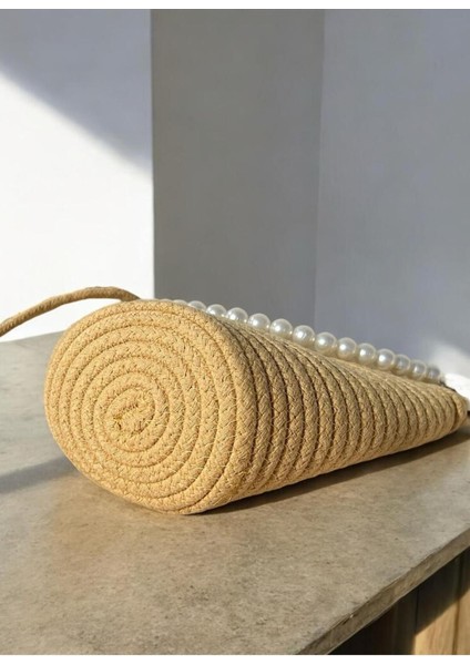 Kadın Sütlü Kahve Incili Tasarım Omuz Çantası fiyatları