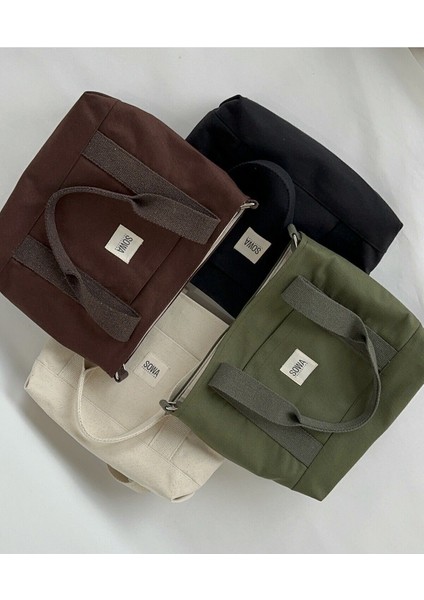Kanvas Haki Çıtçıtlı Çanta Ayarlanabilir Çapraz Askılı Kadın El Ve Omuz Çantası U:30 E:35 G:10 Cm indirimleri