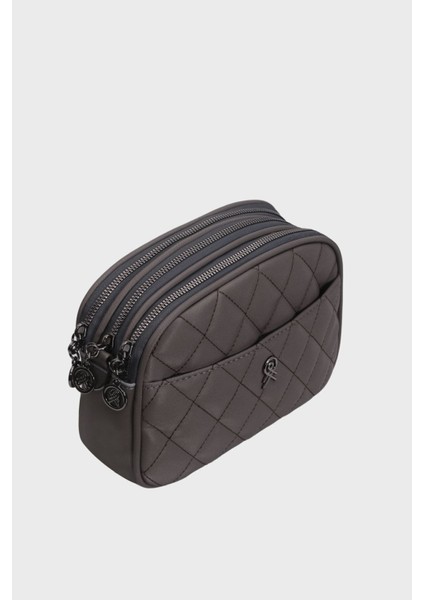 Kadın Koyu Gri Saten Nakışlı Astarlı 4 Bölmeli Ayarlanabilir Askılı Çapraz Ve Omuz Çanta fiyatları