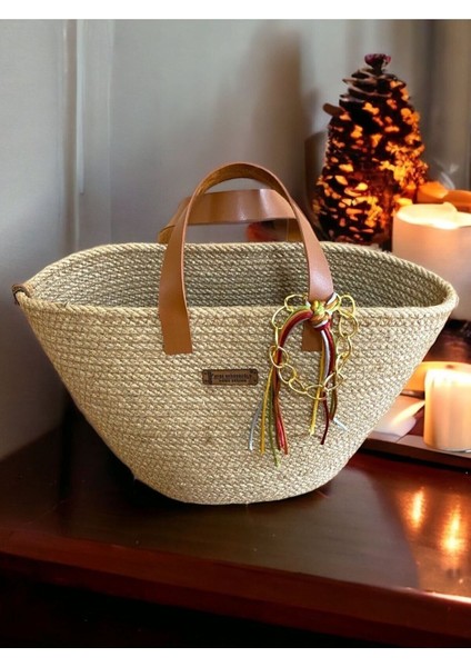 Hasır Çanta, Günlük El Çantası, El Emeği Tasarım Çanta, (Midi Boy 20cm.) modelleri
