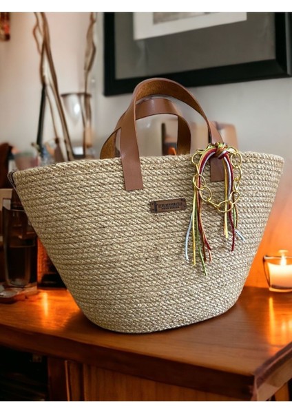 Hasır Çanta, Günlük El Çantası, El Emeği Tasarım Çanta, (Midi Boy 20cm.) fırsatları
