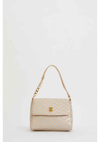 Bej Gümüş Kadın Omuz Çantası 05PO24Y1969