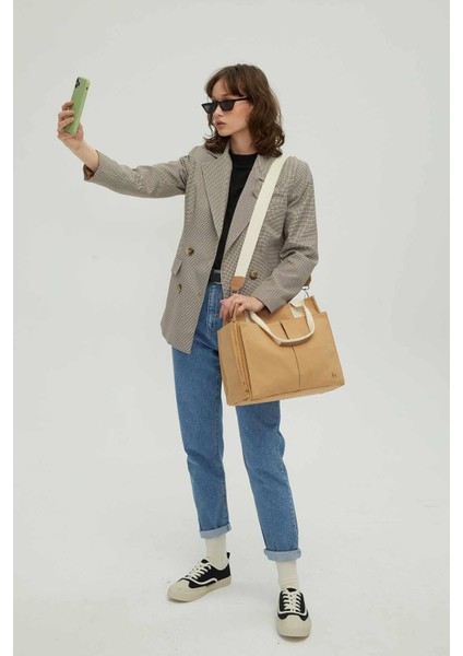 Std Kanvas Everyday Bag Camel Klasik