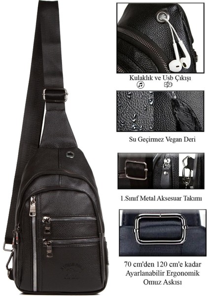 Deri Çapraz Askılı Çanta Göğüs Çanta Çok Bölmeli Tek Kol Omuz Çanta Kulaklık Çıkışlı Bodybag modelleri