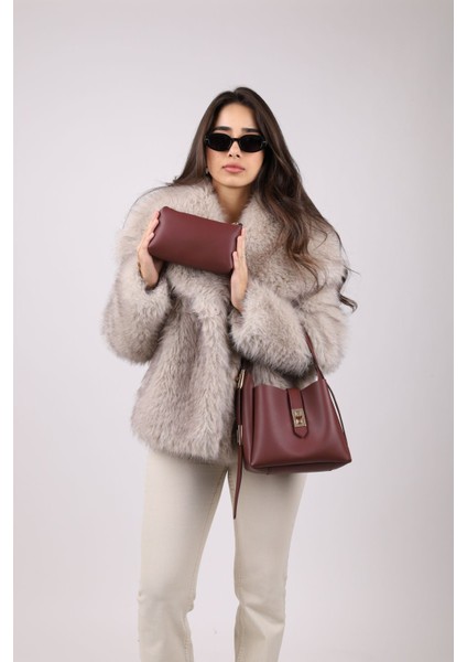 Kadın Bordo Gold Kilit Detay Aksesuarlı Ayarlanabilir Kilit Askılı El Kol Ve Omuz Çantası modelleri