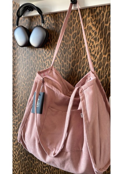 Angelic 00s Shopper Bag Fermuarlı, Astarlı , Kumaş, Kol Ve Omuz Çantası / Okul & Günlük