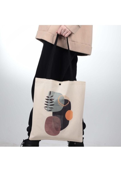 Geometrik Tasarım Çıtçıtlı Kalın Kumaş Bez Çanta fiyatları