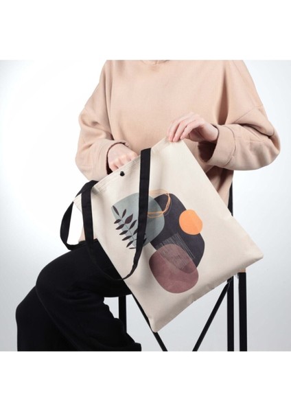 Geometrik Tasarım Çıtçıtlı Kalın Kumaş Bez Çanta fırsatları