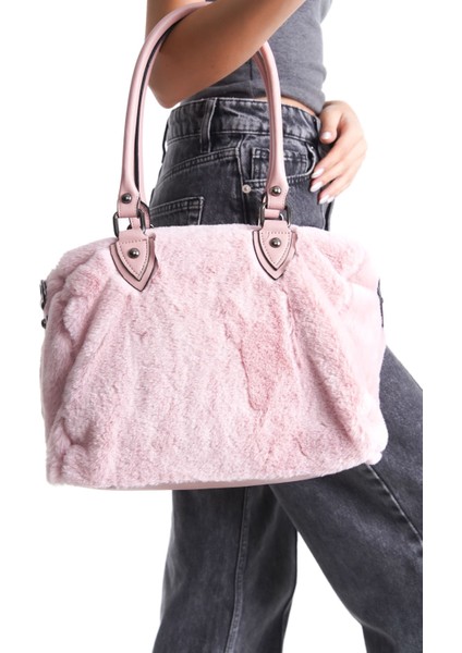 Kadın Peluş Model Orta Boy Kulplu Ve Askılı Salaş El Ve Omuz Çantası