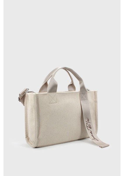 Kadın Kanvas Sap Detaylı Çapraz Askılı Çanta