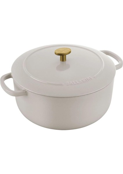 Bellamonte Fırın Tenceresi, Kızartma Tenceresi, Dutch Oven, Emaye Dökme Demir, Yuvarlak, 24 Cm, 4 L, Fildişi Beyazı
