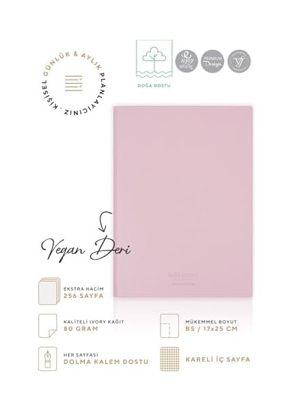 Esnek Kapak Defter B5 Krem 128 Yp. Kareli