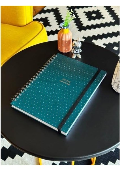Journals Sert Kapak Spiralli Defter,lastikli 20X28 cm 90 Gr. 120 Yap. +40 Çiz.+40 Nokt