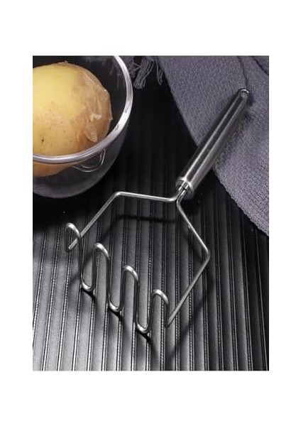Pratik 24 cm Lüks Paslanmaz Metal Patates Ezici Patates Ezici Püre Yapıcı Zikzak fiyatları