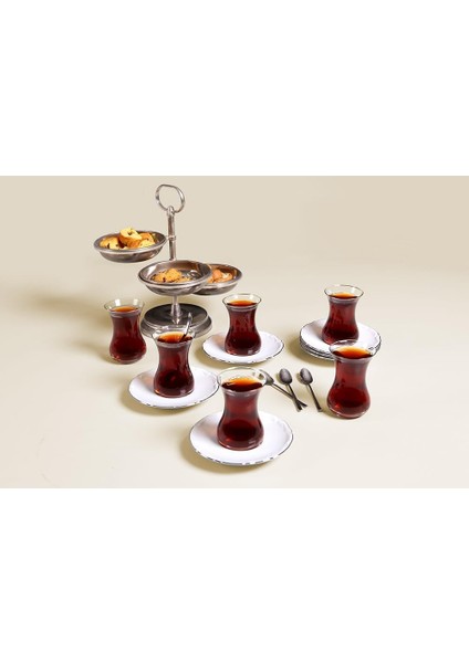 Maria Platin 12 Parça 6 Kişilik Çay Takımı